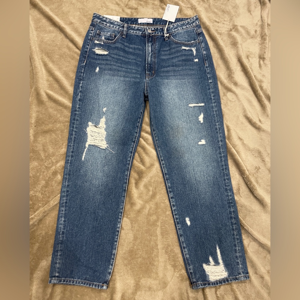 Vervet Distressed Jeans Super High Rise Slim Straight Leg Cropped Jeans NEW - Picture 12 of 15